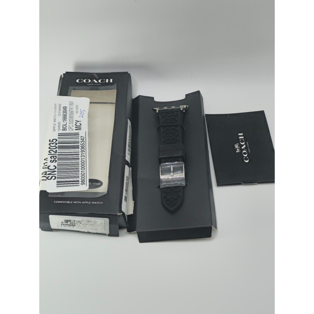Coach Apple Watch Band Black Silicone Strap 38/40/41mm